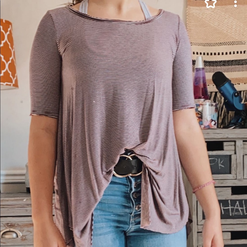 stripe Burgundy and white shirt